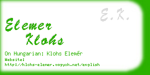 elemer klohs business card